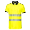 PW3 Warnschutz Cotton Comfort Poloshirt kurzarm, T180, Gelb/Schwarz, Größe 4XL